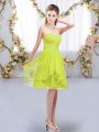 Inexpensive Yellow Green Sweetheart Lace Up Ruffles and Ruching Vestidos de Damas Sleeveless