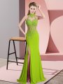 Glorious Green Sleeveless Lace and Appliques Floor Length Prom Dress