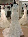 Glamorous White Mermaid Lace Wedding Gowns Clasp Handle Lace Sleeveless