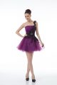 Eggplant Purple A-line Beading and Lace and Appliques Cocktail Dresses Zipper Organza Sleeveless Mini Length