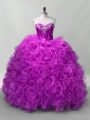 Sweetheart Sleeveless Organza and Fabric With Rolling Flowers Quince Ball Gowns Sequins Lace Up