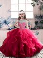 Glorious Sleeveless Beading and Ruffles Lace Up Little Girls Pageant Dress