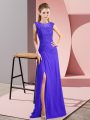 Amazing Purple Mother Of The Bride Dress Prom and Party and Military Ball with Beading Bateau Sleeveless Zipper