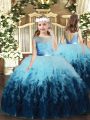 New Style Floor Length Multi-color Kids Pageant Dress Tulle Sleeveless Ruffles