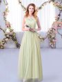 Admirable Sleeveless Lace and Belt Side Zipper Damas Dress