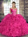 Best Selling Sleeveless Lace Up Floor Length Beading and Ruffles Sweet 16 Quinceanera Dress