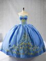 Custom Fit Ball Gowns Sleeveless Blue Quinceanera Dresses Side Zipper
