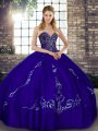 Traditional Purple Sleeveless Floor Length Beading and Embroidery Lace Up Vestidos de Quinceanera