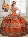 Rust Red Sweetheart Lace Up Ruffles and Ruffled Layers Vestidos de Quinceanera Sleeveless