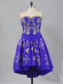 Purple Lace Up Sweetheart Embroidery Party Dress Wholesale Sleeveless