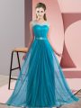 Hot Selling Floor Length Lace Up Quinceanera Court of Honor Dress Teal for Wedding Party with Beading