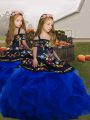 Wonderful Royal Blue Sleeveless Tulle Lace Up Little Girl Pageant Dress for Party and Wedding Party