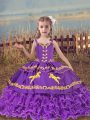 Organza Sleeveless Floor Length Kids Formal Wear and Beading and Embroidery and Ruffled Layers
