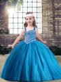 Sleeveless Lace Up Floor Length Beading Child Pageant Dress