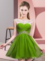 Super A-line Homecoming Dress Olive Green Scoop Chiffon Sleeveless Mini Length Backless
