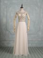 Glittering Champagne Cap Sleeves Beading Floor Length Wedding Gowns