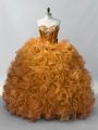 Great Sweetheart Sleeveless Lace Up Sweet 16 Quinceanera Dress Gold Organza