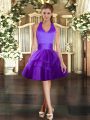 Free and Easy Halter Top Sleeveless Lace Up Evening Dress Purple Tulle