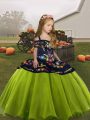 Straps Sleeveless Organza Pageant Gowns For Girls Embroidery Lace Up
