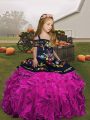 Organza Sleeveless Floor Length Little Girls Pageant Dress Wholesale and Embroidery and Ruffles