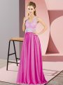 V-neck Sleeveless Mother Of The Bride Dress Beading and Lace Hot Pink Chiffon