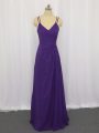 Sophisticated Sleeveless Zipper Floor Length Ruching Mother Of The Bride Dress