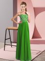 Green Lace Up Mother Of The Bride Dress Beading Sleeveless Floor Length