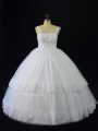 Designer White Sleeveless Tulle Lace Up Sweet 16 Dresses for Sweet 16 and Quinceanera