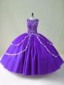Chic Beading and Appliques Sweet 16 Quinceanera Dress Purple Zipper Sleeveless Floor Length