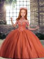 Luxurious Tulle Sleeveless Floor Length Pageant Dress Toddler and Beading