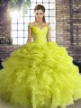 Shining Sleeveless Beading and Ruffles and Pick Ups Lace Up 15 Quinceanera Dress