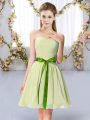 Perfect Yellow Green Lace Up Sweetheart Belt Bridesmaids Dress Chiffon Sleeveless