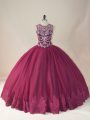 Elegant Floor Length Lace Up Sweet 16 Quinceanera Dress Burgundy for Sweet 16 and Quinceanera with Beading and Appliques