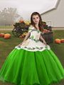 Affordable Green Sleeveless Organza Lace Up Little Girl Pageant Gowns