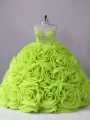 Lovely Yellow Green Quinceanera Gown Sweetheart Sleeveless Brush Train Lace Up