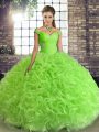 Pretty Lace Up Off The Shoulder Beading Quinceanera Dress Fabric With Rolling Flowers Sleeveless