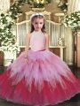 Multi-color Tulle Backless Little Girls Pageant Gowns Sleeveless Floor Length Ruffles