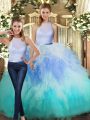 Floor Length Two Pieces Sleeveless Multi-color Vestidos de Quinceanera Backless
