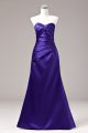 Most Popular Floor Length Lace Up Military Ball Dresses Purple for Prom and Party and Military Ball with Ruching