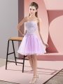 Affordable Lavender Sleeveless Tulle Zipper Dress for Prom for Prom and Party