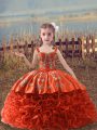 Sleeveless Sweep Train Lace Up Embroidery Child Pageant Dress