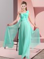 Unique Hand Made Flower Quinceanera Court Dresses Apple Green Lace Up Sleeveless Floor Length