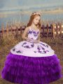 Eggplant Purple Sleeveless Organza Lace Up Kids Pageant Dress for Party and Wedding Party