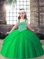 Straps Neckline Beading and Pick Ups Little Girls Pageant Gowns Sleeveless Lace Up