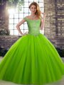 Ball Gowns Quinceanera Gowns Off The Shoulder Tulle Sleeveless Floor Length Lace Up