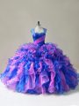 Excellent Floor Length Multi-color Quinceanera Dress Organza Sleeveless Beading and Ruffles