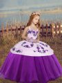 Modern Straps Sleeveless Lace Up Little Girl Pageant Gowns Eggplant Purple Organza