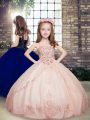 Tulle Sleeveless Floor Length Little Girls Pageant Dress Wholesale and Beading