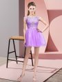 Elegant Bateau Sleeveless Zipper Prom Party Dress Lilac Tulle