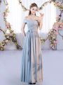 Grey Empire Off The Shoulder Sleeveless Chiffon Floor Length Lace Up Belt Damas Dress